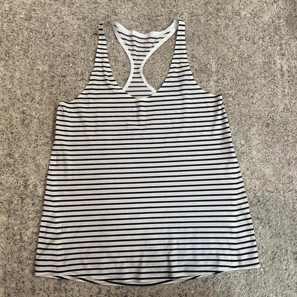 ADAY Dream Harder Racerback Tank Top Women's XS Stripes White Black